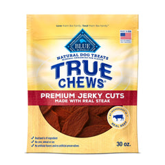 Blue Buffalo tranches sèches de boeuf en sachet, récompense savoureuse pour chien.