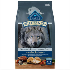 Blue Buffalo Wilderness croquettes au poulet pour chien adulte, protéines essentielles.