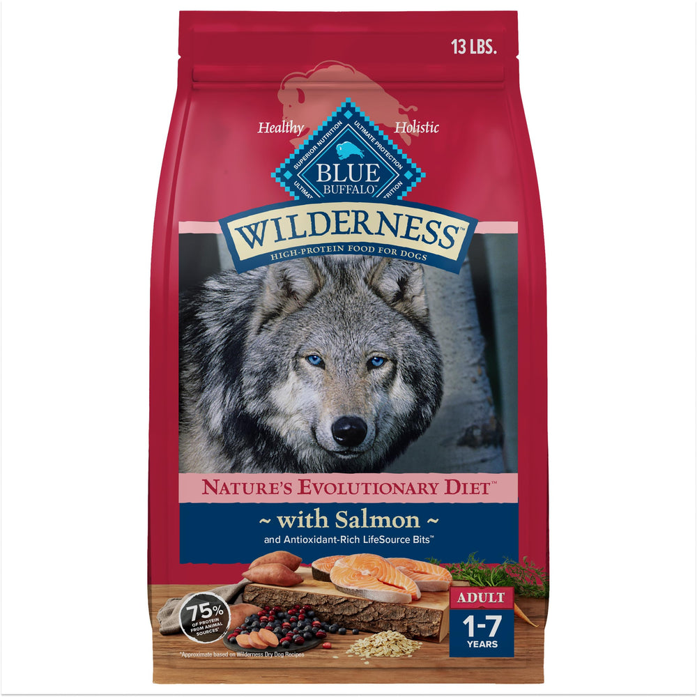 Blue Buffalo Wilderness saumon premier ingrédient, soutien musculaire.