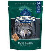 Blue Buffalo Wilderness Trail Treats premier ingrédient canard, récompense naturelle pour chiens gourmets.