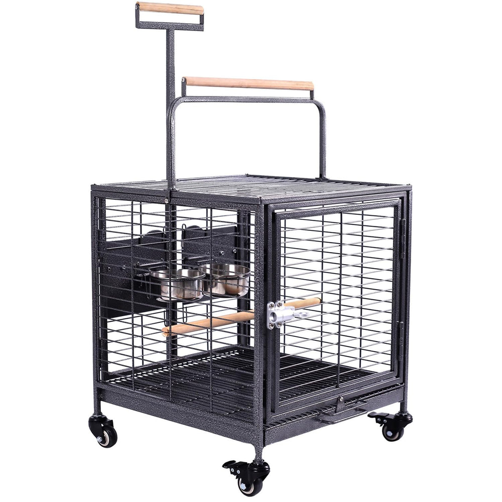 Blue Donuts cage voyage roues: mobilité fluide pour votre oiseau.