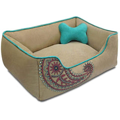 Lit Blueberry Pet en microsuede, confort doux pour chien et chat.