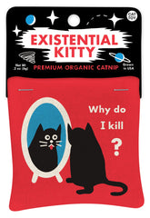 Blue Q Existential Kitty avec motif sérigraphié sur le devant, divertissement durable pour chats.