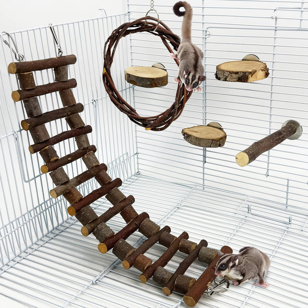 BNOSDM Sugar Glide : échelle en bois pour cage, favorise l exercice quotidien.