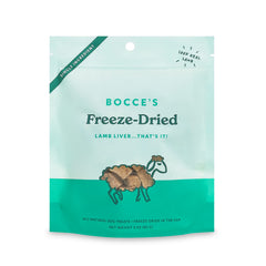 Bocce's Bakery – emballage friandise foie d'agneau séché, prêt à offrir.