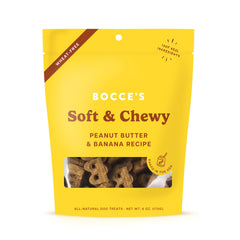Friandises Bocce's Bakery moelleuses au beurre d'arachide et banane pour chien, texture agréable.