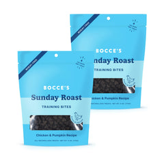 Friandises Sunday Roast en portrait, récompense d’entraînement savoureuse pour chien Bocce’s Bakery.