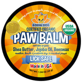 Baume Bodhi Dog pour pattes, emballage visible, hydratation naturelle.