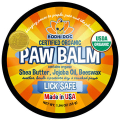 Baume Bodhi Dog pour pattes, emballage visible, hydratation naturelle.