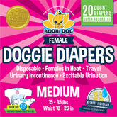 Couches Bodhi Dog pour chienne femelle, absorption élevée et confort.