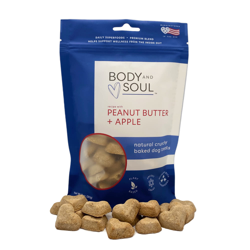 Body and Soul biscuits chien au beurre de cacahuète et pomme, parfait pour l’entraînement.