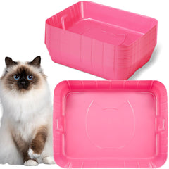 Bokon boîte-litière jetable rose ouverte pour remplacement rapide et pratique.