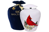 Urne Bold & Divine pour adultes, cardinal rouge, avant, design élégant pour un souvenir durable et respectueux.