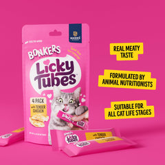 Bonkers Licky Tubes poulet réel, prêt à servir en main.