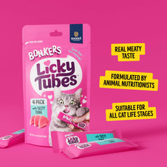Bonkers Licky Tubes texture crèmeuse révélant une friandise onctueuse au thon.