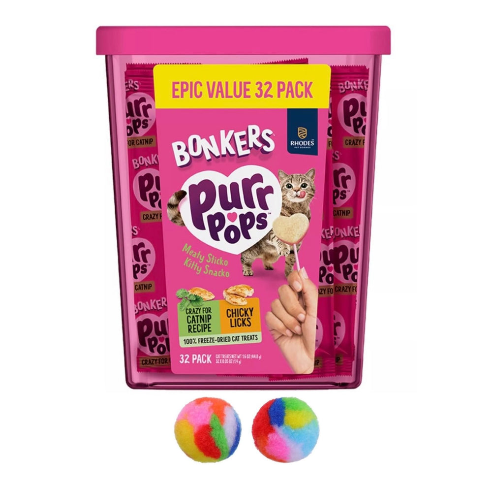 Bonkers Purrpops Sachet 32 Delices Poulet Catnip — récompense chat délicieuse.