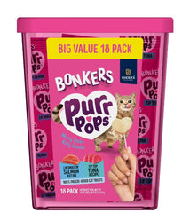 Bonkers Purrpops saveur saumon-thon: récompense gourmande pour chat.