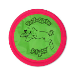 Booda Tail-Spin Flyer 7 pouces en vol, idéal pour jeux de frisbee en plein air.