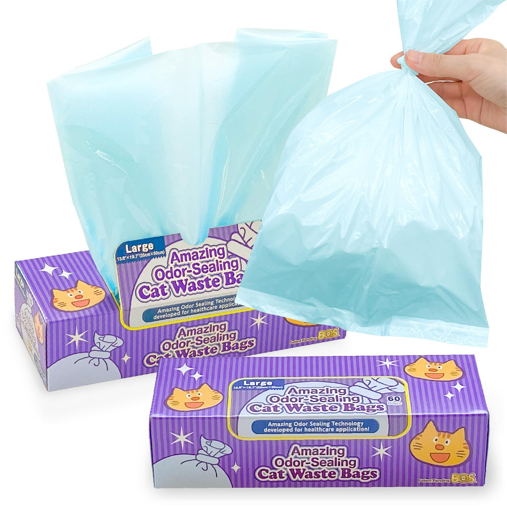 Sacs BOS bleu clair opaques parfaits pour déchets du chat