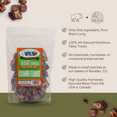 Boulder Dog Food Company – Bison Cubes, texture croquante, récompense idéale en séance de dressage.
