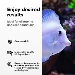 Brightwell Aquatics Calcion, etiquette-purete, formule sans additifs pour eau marine.