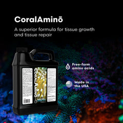 CoralAmino Brightwell Aquatics, gouttes faciles à verser pour nourrir les coraux.