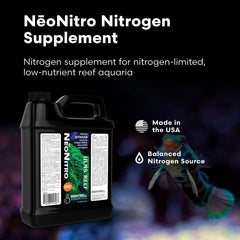 NeoNitro: étiquette démontrant le dosage pour planifier l'entretien du récif.
