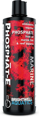 Brightwell Aquatics Phosphat-E bouteille claire montrant la réduction rapide des phosphates dans l’aquarium.