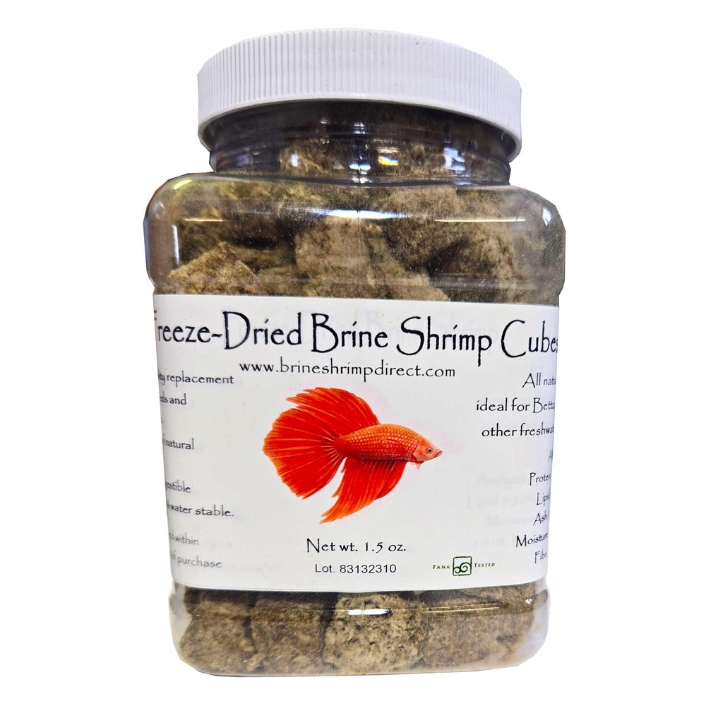 Brine Shrimp Direct, cubes séchés, texture légère pour nourrir les poissons d'eau douce.