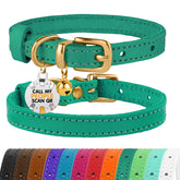 BRONZEDOG collier chat en cuir naturel avec ferrures dore, fini durable et confortable.