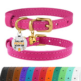 BRONZEDOG collier chat cuir rose doré avec cloche amovible pour un look élégant.