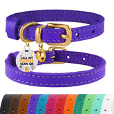 BRONZEDOG collier en cuir violet et or pour chat, style et confort