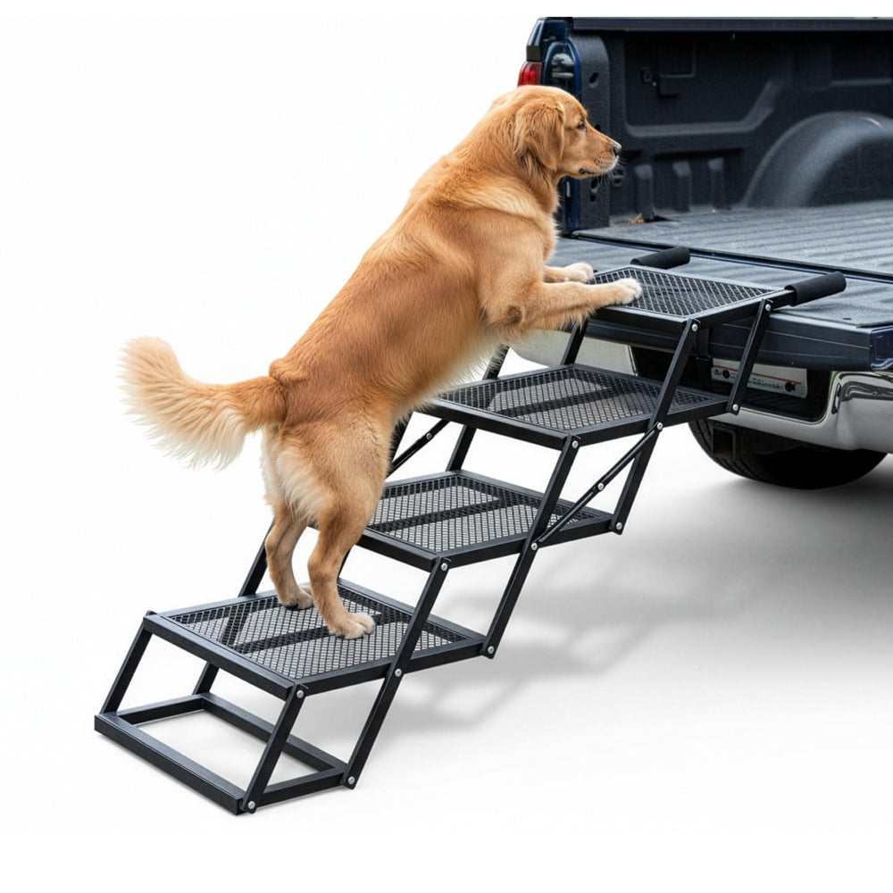 Escaliers Brulio pour chien pliables à 4 marches, sécurité et accessibilité dans le véhicule.