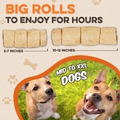 Brutus et Barnaby rouleaux aromatisés cacahuète, goût apprécié par les chiens.