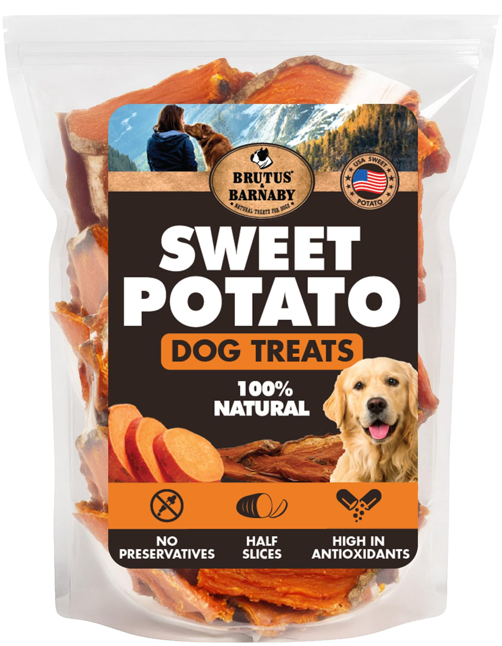 BRUTUS & BARNABY biscuits chien patate douce États-Unis, idéal pour chiens sensibles