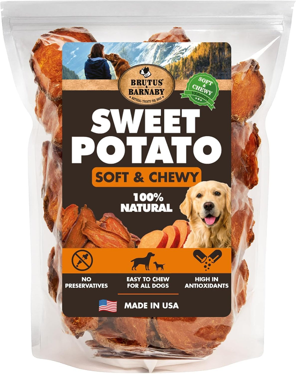 BRUTUS & BARNABY – Tranches de patate douce moelleuses pour chiots et chiens âgés