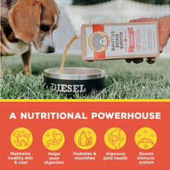 Brutus Bone Broth liquide saveur porc hydratant pour croquettes.