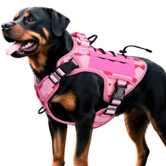 Harnais tactique Bruvoalon rose camouflage en vue d'ensemble pour grands chiens