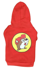 Pull Buc-ees pour chien rouge avec logo castor, confort et chaleur au quotidien.