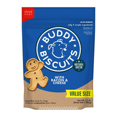 Buddy Biscuits : sac bacon et fromage, friandise croquante idéale pour récompenser votre chien.