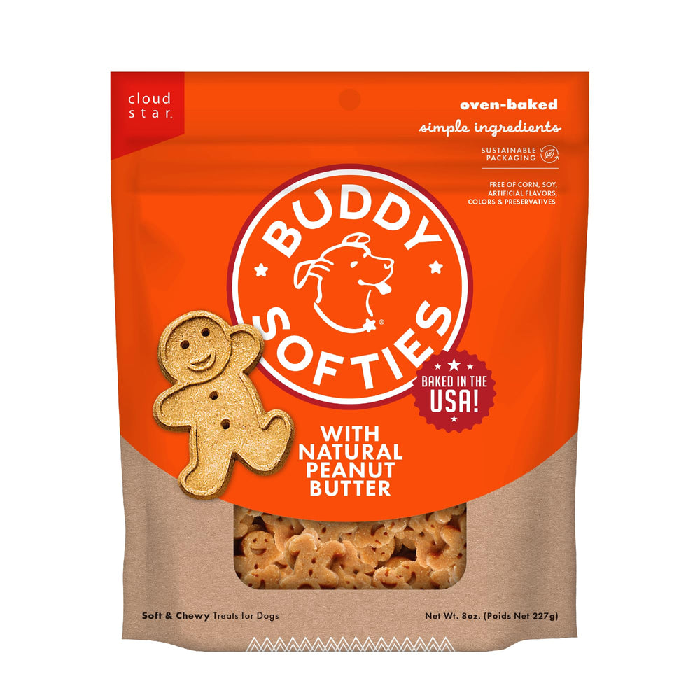 Buddy Biscuits – sachet 8 oz, friandises moelleuses au beurre de cacahuète naturel