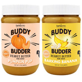 BUDDY BUDDER Barkin Banana Pumpkin Pup: ensemble de deux pots 17oz, pratique pour l'alimentation canine.