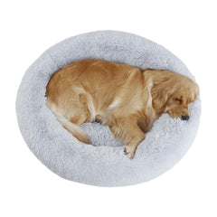 Bunlitent lit-donuts-chien-gris: confort enveloppant pour chien.