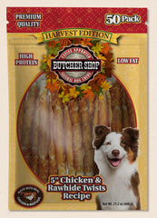 Twists poulet et cuir brut de Butcher Shop Harvest Edition, récompense parfaite pour l'entraînement canin
