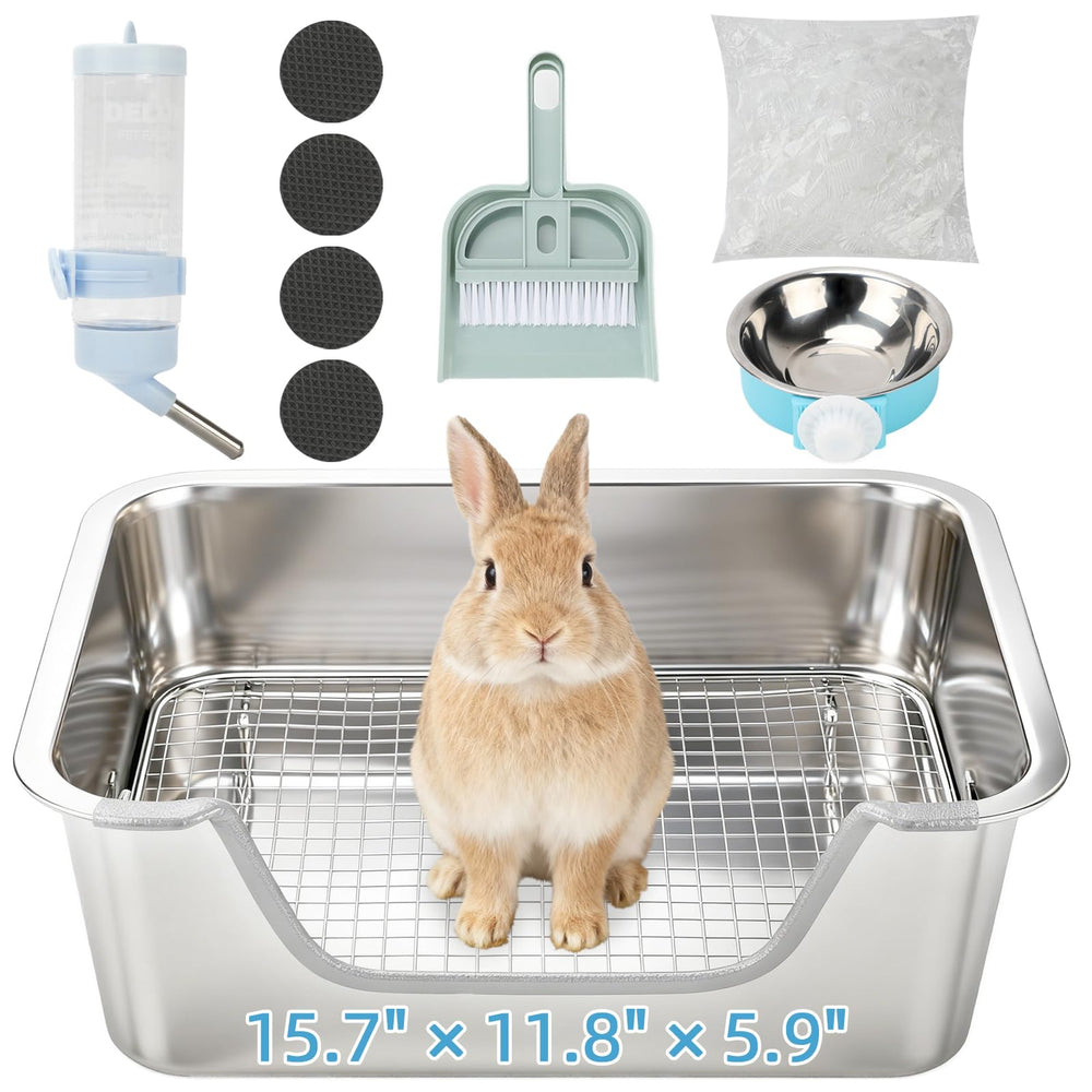 BWOGUE boîte-litière en inox montrant une solution durable et hygiénique pour lapin et petits animaux