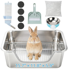 BWOGUE boîte-litière en inox montrant une solution durable et hygiénique pour lapin et petits animaux