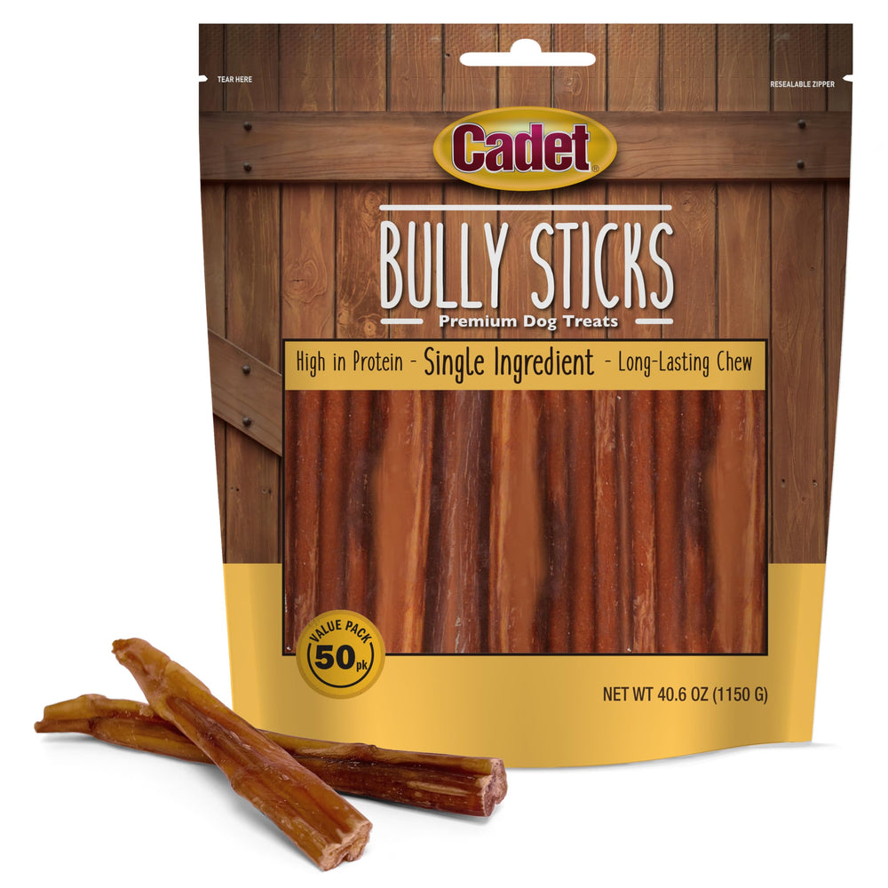 Cadet Bully Sticks petit chien – emballage 50, récompense durable pour petites races.