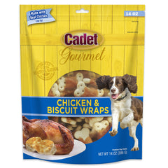 Cadet poulet enrobe biscuit croquant, friandise savoureuse pour récompenser votre chien.