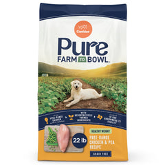 CANIDAE Pure montre poulet fermier et pois, ingrédient vedette pour alimentation équilibrée.