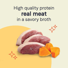 Canidae Pure Petite: morceaux hachés canard et citrouille, goût naturel et appétissant.